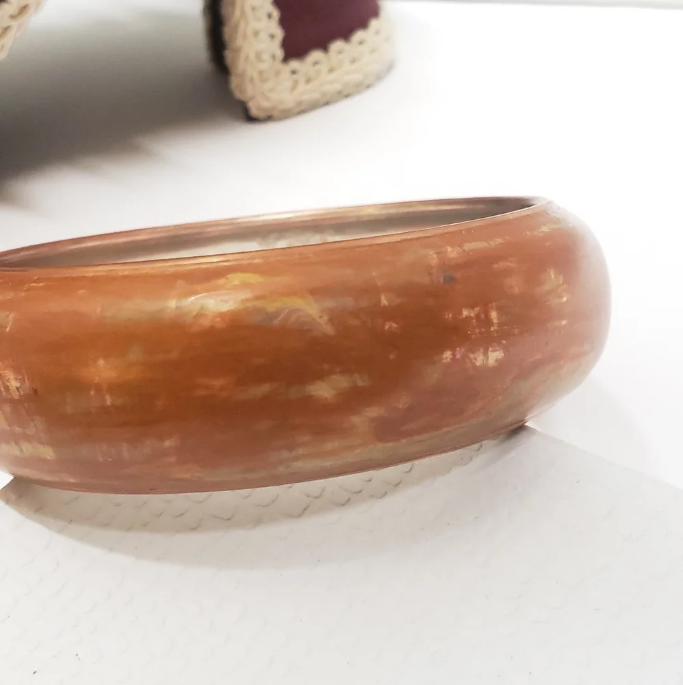 Hand Painted MRS Bronze Distressed Bangle Bracelet Vintage Style